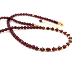 Berry Red Garnet Necklace AAA 14k GF Gold – Fabulous Blends of Gems Luxury Red Gemstone Beads Necklace, Red Briolette Necklace With Faceted Beads, Elegant Ruby Necklace With Polished Beads, Red Garnet Round Beads Jewelry, Elegant Garnet Jewelry With Polished Beads, Elegant Garnet Necklace With Natural Stones, Elegant Burgundy Beaded Necklaces With Round Beads, Elegant Burgundy Garnet Necklaces, Garnet Jewelry With Faceted Round Beads