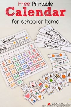 the free printable calendar for school or home is perfect for kids to use in their homes