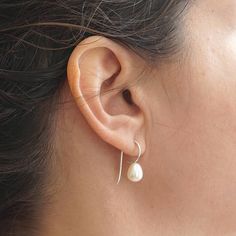 White Drop Freshwater Pearl Dangle Earrings French Hook Drop Pearl Hook Earring, Pearl Drop Earrings Silver, Simple Pearl Earrings, French Hook Earrings, Simple Pearl, Pearl Dangle Earrings, Pearl Earring, Earrings White, Pearl Earrings Dangle