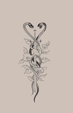 a snake and dagger tattoo design on a gray background