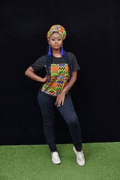 Ankara Tshirt Designs, Multicolor Stretch Crew Neck T-shirt, Multicolor Stretch Cotton T-shirt, Stretch Multicolor Cotton T-shirt, Kente Print, African Gifts, Ankara Clothing, Ankara Tops, Couple Matching Outfits