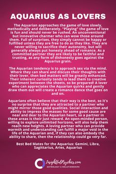 an article about aquarius as lovers