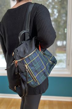 Wear this adorable green plaid bag as a backpack or add the strap and use it as a crossbody! Spacious interior with zip and slip pockets. High Quality Nylon. Dimensions: 11.5" L x 11.5" H x 5" D Plaid Bag, Plaid Backpack, Green Plaid, Backpacks, Plaid, High Quality, Green, How To Wear