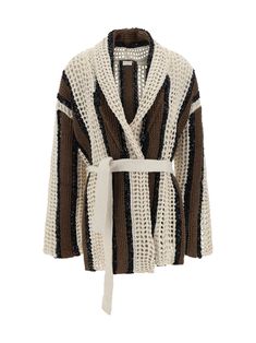 Cardigan | Brunello Cucinelli Women's Cardigan in Cby | SS24 Womens Cashmere, Striped Cardigan, Cashmere Wool, Brown Sweater, Women's Coats & Jackets, Women's Coats, Wool Cardigan, Thom Browne, Brunello Cucinelli