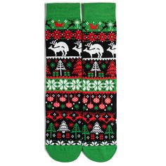 Step up your holiday sock game with these funny Christmas sweater style socks! These festive socks boast a classic Nordic sweater-style knit pattern featuring Christmas trees, presents, and a cheeky surprise if you look closely! On the bottoms, you'll find a saying that'll light up any Christmas movie buff: "Merry Christmas You Filthy Animal"! Looking for a fun stocking stuffer? These socks are the perfect gift for anyone with a great sense of humor. They'll love sporting them all season long - Green Novelty Socks For Winter, Novelty Winter Socks For Gifts, Novelty Winter Socks For Gift, Novelty Winter Socks As Gift, Novelty Socks For Winter Gift, Novelty Red Socks For Winter, Red Novelty Socks For Winter, Funny Christmas Sweater, Ugly Sweater Contest