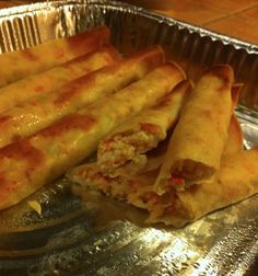 some food is sitting in a metal pan