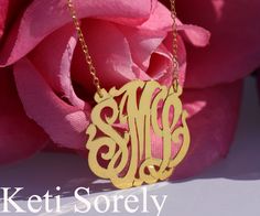 "One of the kind, hand made jewelry! Amazing gift for any occasion: wedding, birthday, mother's day, Christmas. Each initials combination will be designed by artists and hand crafted by our talented jewelers. Designs by Keti Sorely! Metal: 18 karats solid yellow Gold. Initials size is optional from 0.5\" to1.5\" Choose chain length between 14\" to 18\". Chain type: Link Chain metal : 18K yellow gold Traditional monograms are made with the following order of initials taken from your name: FIRST, Monogram Necklace Gold, Initials Necklace, Monogram Jewelry, Jewelry Personalized, Gold Monogram, Pompano Beach, Mothers Necklace, Monogram Necklace, Personalized Initials