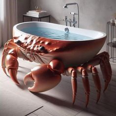 a bathtub shaped like a crab with legs