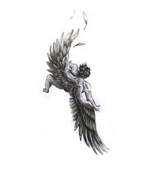 a drawing of an angel flying through the air