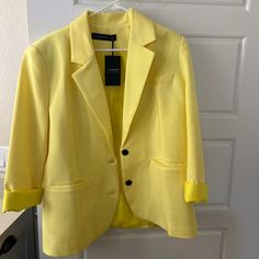 Yellow Lioness Blazer / Size Small. Never Worn With Tags Yellow Spring Office Blazer, Yellow Summer Blazer For Work, Summer Yellow Blazer For Work, Summer Yellow Blazer For Workwear, Summer Workwear Yellow Blazer, Trendy Yellow Spring Blazer, Colored Blazer, Suit Jackets, Blazer Suit