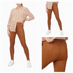 Brand New With Tags Attached Size : Women's Size Medium * Measurements Are Attached Msrp : $98.00 Color : Rich Caramel Details High-Waisted Leggings Made Of Soft Faux Suede. Flat Front Pull-On Style 90% Polyester/10% Elastane Lining: 80% Polyester/20% Elastane Machine Wash Fitted Mid-rise Leggings For Fall, Full-length Stretch Leggings For Fall, Elastic Full-length Fall Leggings, Elastic Full-length Leggings For Fall, Elastic Full Length Leggings For Fall, Fitted Full-length Tights For Fall, Fitted Full Length Tights For Fall, Fall Stretch High-waisted Leggings, Stretch High-waisted Leggings For Fall