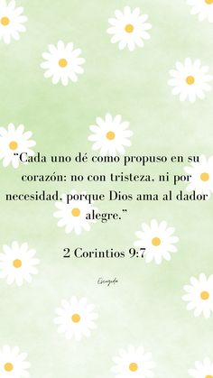 a green background with white daisies and the words 2 coritos 9 7