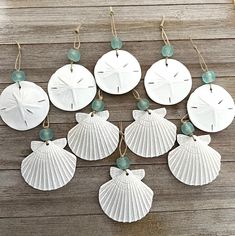 Sand dollar and Scallop Seashell Ornaments_Beach ornaments_Coastal Christmas ornaments_Beach Glass Ornaments Seashore Crafts, Sand Dollar Decor, Costal Vibe, Shell Christmas Ornaments, Painted Sand Dollars, Beachy Crafts, Nautical Christmas Ornaments, Sea Things, Diy Nautical