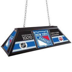 the new york rangers stained glass hanging lamp is an excellent addition to any hockey fan's room