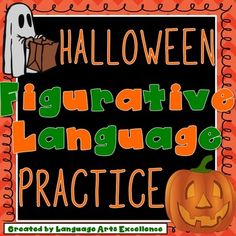 an orange and black poster with words that say, halloween fluorative language practice