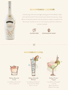 an info sheet with different types of drinks and beverages on it, including alcohol bottles