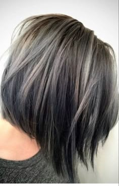 Balayage Straight, Women's Haircuts, Brunette Hair With Highlights, Silver Hair Color, Wig Ideas, Short Grey Hair, Blending Gray Hair