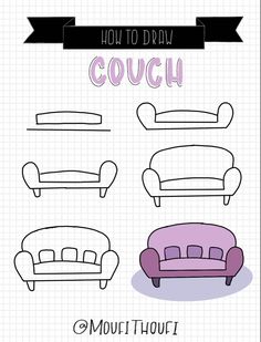 how to draw couches with different shapes and sizes, including the armrests