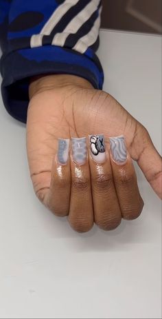 Grey Acrylic Nails, Grey Nails, Purple Acrylic Nails, Acrylic Toe Nails, Acrylic Nail Set, Long Acrylic Nail Designs, Blue Acrylic Nails, Colored Acrylic Nails, Girly Acrylic Nails