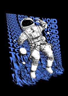 an astronaut floating in space with the word void on it's chest and feet