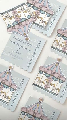 the wedding stationery is designed to look like a carousel