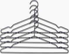 a set of four metal clothes hangers