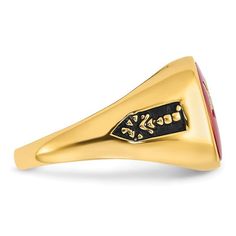 This stunning 14k Yellow Gold Men's Masonic Ring is the perfect accessory for any man looking to showcase their unique style and Masonic pride. Crafted from high-quality 14k yellow gold, this ring exudes luxury and sophistication.  With an average weight of 5.34 grams, this ring is substantial enough to make a statement without being too heavy or bulky. The width of the ring ranges from 3mm to 12mm, allowing you to choose the perfect size to suit your personal style and comfort.  The intricate M Modern Gold Ruby Ring With Polished Finish, Yellow Pearl Earrings, Brown Pearl Earrings, Birthday Pendant, Nautical Earrings, Tiger Eye Earrings, Yellow Pearl, Seahorse Pendant, Masonic Ring