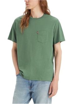 Crafted from quality cotton, this solid t-shirt from Levi's is finished with a patch pocket along the left chest for added convenience. | Levi's Men's Short Sleeve Classic Pocket T-Shirt, Large Levi Shorts, Levis Men, Pocket Tshirt, Patch Pocket, Men Short Sleeve, Mens Outfits, T Shirt, Clothes