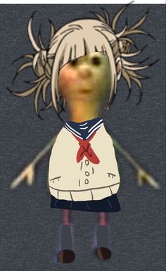 a digital drawing of a girl with blonde hair and blue eyes wearing a sailor's outfit