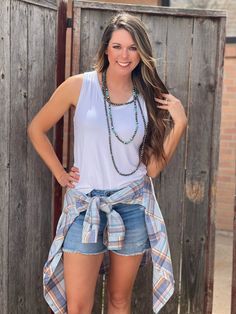 Blue plaid Springtime Long Sleeve Button Down Great relaxed fit Extremely soft material Pairs great with our Jules Tank, Ginger Pink Aztec, Aztec Cross Tee Small - 2XLarge 65% polyester, 35% rayon Blue Plaid Shirt, Blue Plaid, Soft Material, Spring Time, Plaid Shirt, Ginger, Texas, Relaxed Fit, Plaid