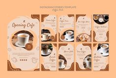 coffee menu templates with cups and saucers