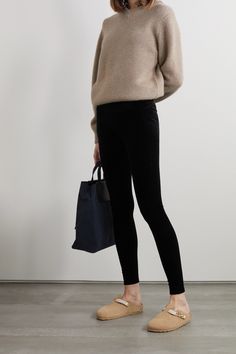 Spanx's leggings are made from plush velvet that's supportive and stretchy. They have a wide high-rise waist to smooth your shape and are backed in satin lining for maximum coverage.  Wear them with everything from oversized sweaters to longline blazers. Black Velvet Leggings Outfit, Velvet Leggings Outfit, Socks Over Leggings, Black Velvet Leggings, Oversized Sweaters, Veja Sneakers, Velvet Leggings, Pinterest Outfits, Celebrity Outfits