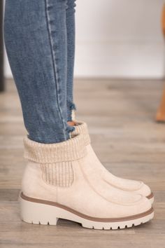 Product Details Colors: Beige Print: Textured Solid Heel: 2" Heel Other Details: Slip On Brand: Pierre Dumas Size and Fit True to Size Sock Bootie, Bootie, Slip On, Socks, Heels, Boots, Color