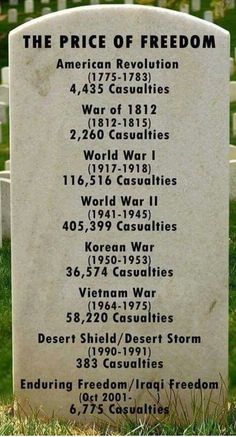 a headstone with the price of freedom written on it