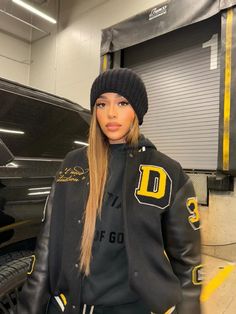 Jordyn Woods Khloe Kardashian Shade Letterman Jacket Hooded Sport Coat For College In Fall, Winter Varsity Hooded Sport Coat, Winter Hooded Varsity Sport Coat, Urban Style Winter Sport Coat For College, Hooded Winter Sport Coat For College, Urban Winter Sport Coat For College, Hooded Varsity Sport Coat For Winter, Varsity Hooded Sport Coat For Winter, Winter College Varsity Jacket With Double-lined Hood