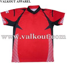 the red and black soccer jersey is shown