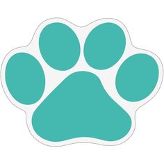 a blue paw sticker with white paws on the front and back of an animal's paw