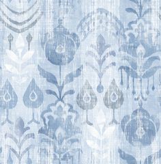 Sample Pavord Blue Floral Shibori Wallpaper Bohemian Wallpaper, Printed Flowers, Brewster Wallcovering, A Street Prints, Blue Backdrops, Blue Block, Woven Wallpaper, Pattern Repeat, Nature Inspired Design