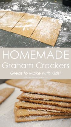 homemade graham crackers are stacked on top of each other and ready to be baked