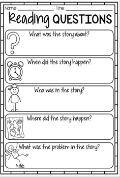 reading questions worksheet for students to help them understand what they're reading