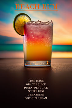 a cocktail with orange juice, pineapple juice and white rum