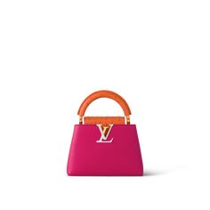 LOUIS VUITTON® - Capucines Mini - Fuchsia Orange Blanc Louis Vuitton Capucines Mini, Louis Vuitton Capucine, Mini Designer Bags, Orange Bags, Capucines Mini, Sac Louis Vuitton, Luxury Tote Bags, Louis Vuitton Capucines, Expensive Handbags