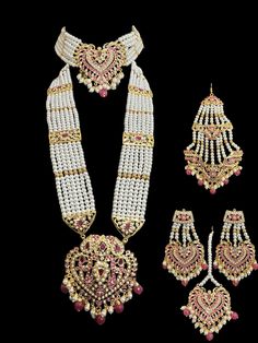 Ready to ship Bridal set includes choker earrings , jhoomar tika , rani haar . made using shell pearls , cz Polki and gold plated Rani Har, Rani Haar, Choker Necklace Designs, Silver Jewelry Earrings, Silver Jewelry Pendant, Jewelry Design Necklace, Bridal Set, Bridal Sets, Pendant Set