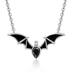 PRICES MAY VARY. [HALLOWEEN THEME] It’s an important traditional festival for people to celebrate the Halloween. The pendant is made of flying bat , the symbol sign of Halloween. [BAT DESIGN] The black vampire bat with red body flying in the sky.Looks a little scary，aggravate the atmosphere of the excitement and scary Halloween night，isn't this what you want most for the carnival night? [FESTIVAL GIFT] Your family and friends are waiting for your gift.The bat necklace is a unique gift for festiv Silver Necklaces For Halloween Cosplay, Gothic Necklaces For Halloween Costume Party, Silver Necklace For Halloween Cosplay, Gothic Clavicle Chain Jewelry For Halloween, Gothic Halloween Clavicle Chain Necklace, Gothic Clavicle Chain Necklace For Halloween, Vampire Style Necklace For Halloween, Black Witchy Jewelry For Halloween, Witchy Black Jewelry For Halloween