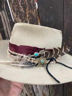 J. Alexander Rustic Stamped Silver Pins &/or Brooch Natural Turquoise Stones Perfect For Your Cowgirl Hat &/or Purses Arrow Pin Measures 2" x 1.25" Thunderbird Pin Measures 1.5" x 1.25" Decorated Wide Brim Hat, Hat Decorating Ideas Creative, Cowgirl Hats Decorated, Hat Bands Diy Ideas, Stagecoach 2024, Burn Hats, Burning Hats, Embellished Cowboy Hat, Burnt Hats