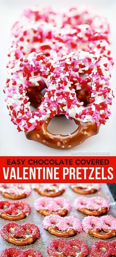 valentine's day pretzels with sprinkles on top and in the middle