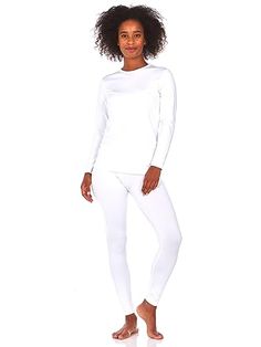 Thermajane Long Johns Thermal Underwear for Women Fleece Lined Base Layer Pajama Set Cold Weather