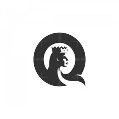 a black and white image of a woman with a crown on her head in the letter q