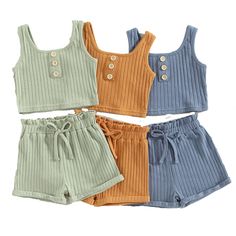 Sleeveless Summer Short Set, Summer Playwear Set With Shorts, Summer Playwear Set Shorts, Summer Playwear Short Set, Casual Summer Playtime Short Set, Casual Summer Short Set For Playtime, Cute Summer Sets For Playdate, Playful Sleeveless Crop Top For Summer, Cute Summer Playdate Sets