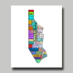 New York City Map Manhattan Multi Color Neighborhood Map New York Print Poster - Etsy Map Of Manhattan, Manhattan Map, New York Print, New York City Map, Map Of New York, Name Print, The Big Apple, Vintage Canvas, Big Apple